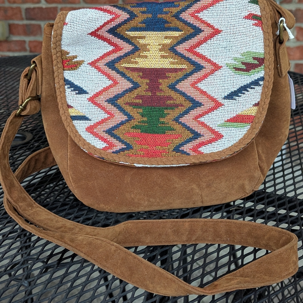 Brown Suede Patterned Women's Bag